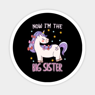 Now I'm The Big Sister Unicorn Sibling Girl Magnet